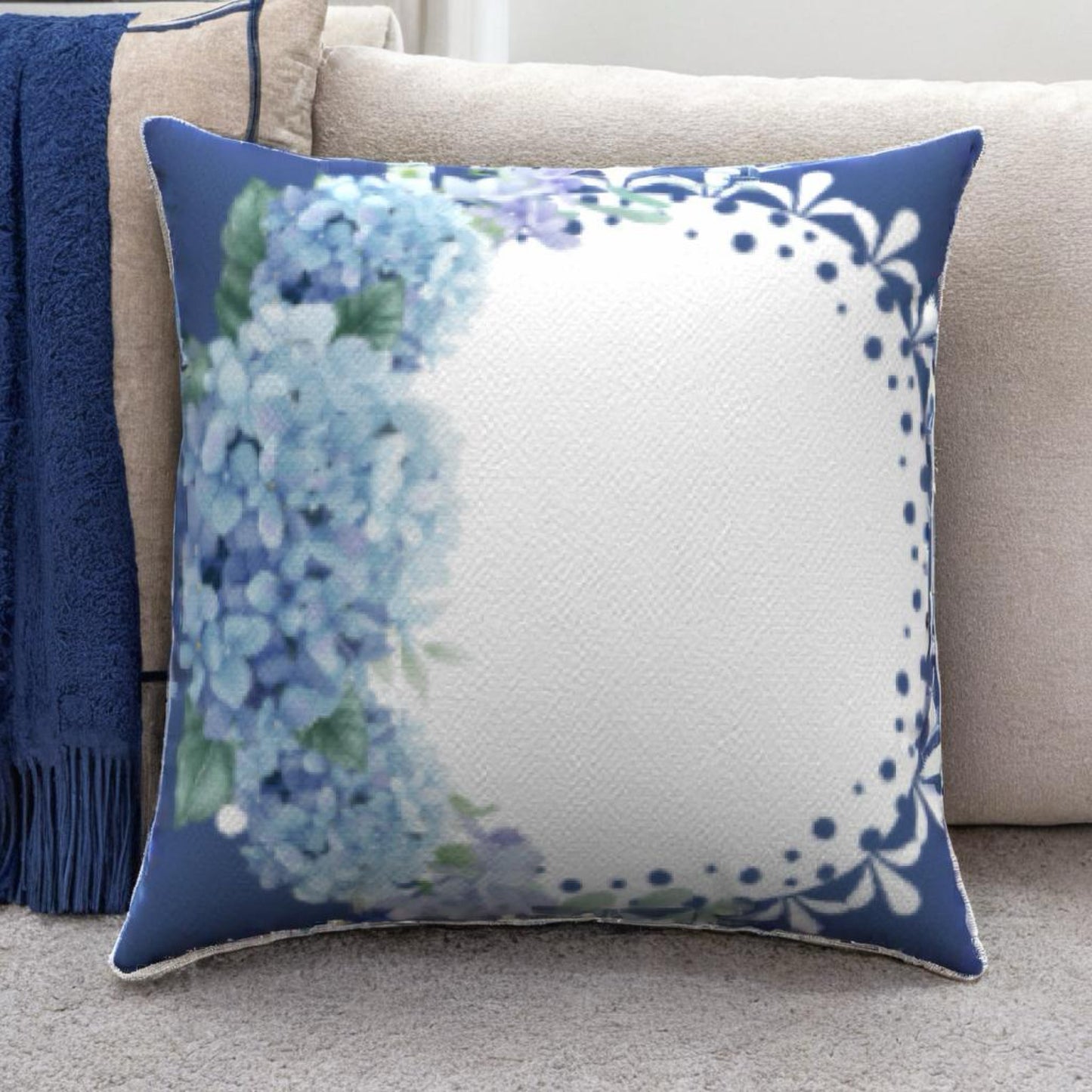 Bell Cotton Throw Pillows add a stylish touch to your home with their vibrant blue floral design and soft comfort.