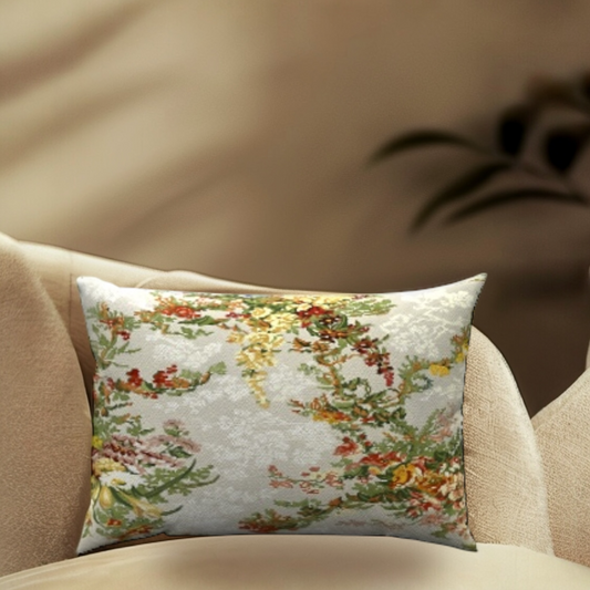 Add elegance to your living room with the Branches of Floral Print Lumbar Pillow, featuring vibrant floral designs.