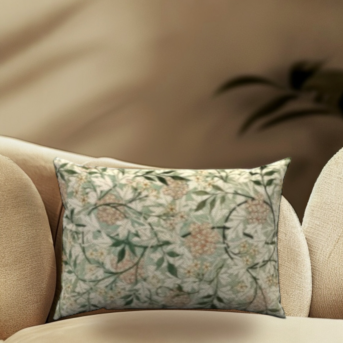 Botanical Mint Leaves Cotton Lumbar Pillow adds a touch of nature and comfort to your living space. Perfect for any room.