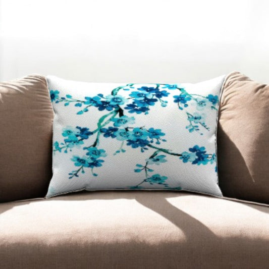 Teal Botanical Cotton Lumbar Pillow adds serene botanical style and comfort to your home decor. Perfect for any room.