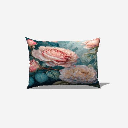 Bloomy Cotton Lumbar Pillow features elegant floral design, enhancing comfort and decor while providing back support.