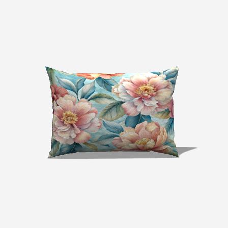 Watercolor Floral Cotton Lumbar Pillow with elegant floral design, perfect for enhancing your home decor.