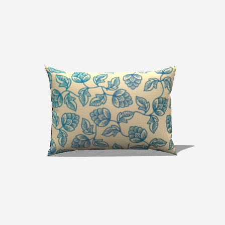 Add elegance to your home with the Blu Leaves Cotton Lumbar Pillow, featuring a floral design on luxurious cotton.