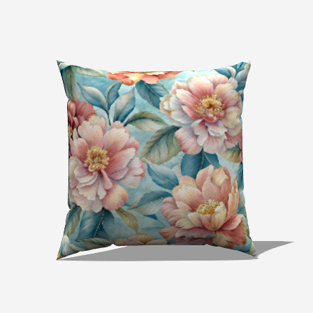 Add charm to your living space with our Watercolor Floral Cotton Throw Pillow, featuring vibrant flowers and leaves.