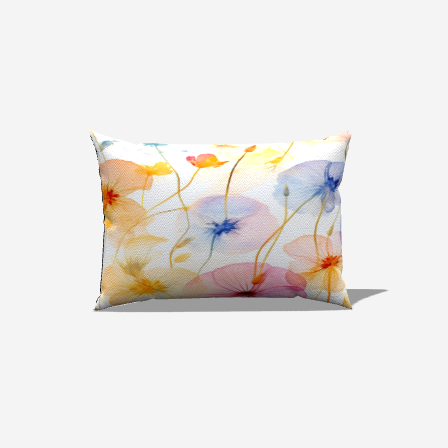 Brighten your space with the Water Florals Cotton Lumbar Pillow, featuring watercolor-inspired florals for stylish support.