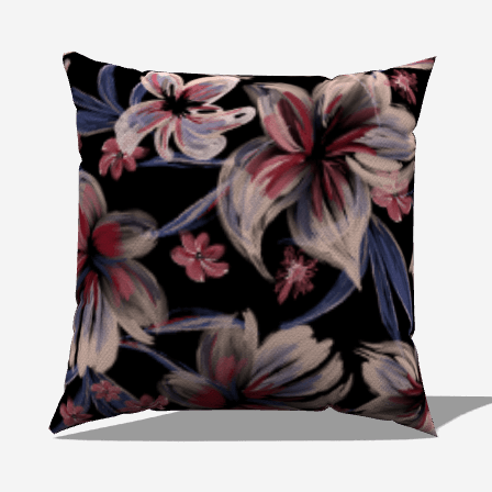 Henna Floral Cotton Throw Pillow with intricate floral design on black background for elegant home decor accents.