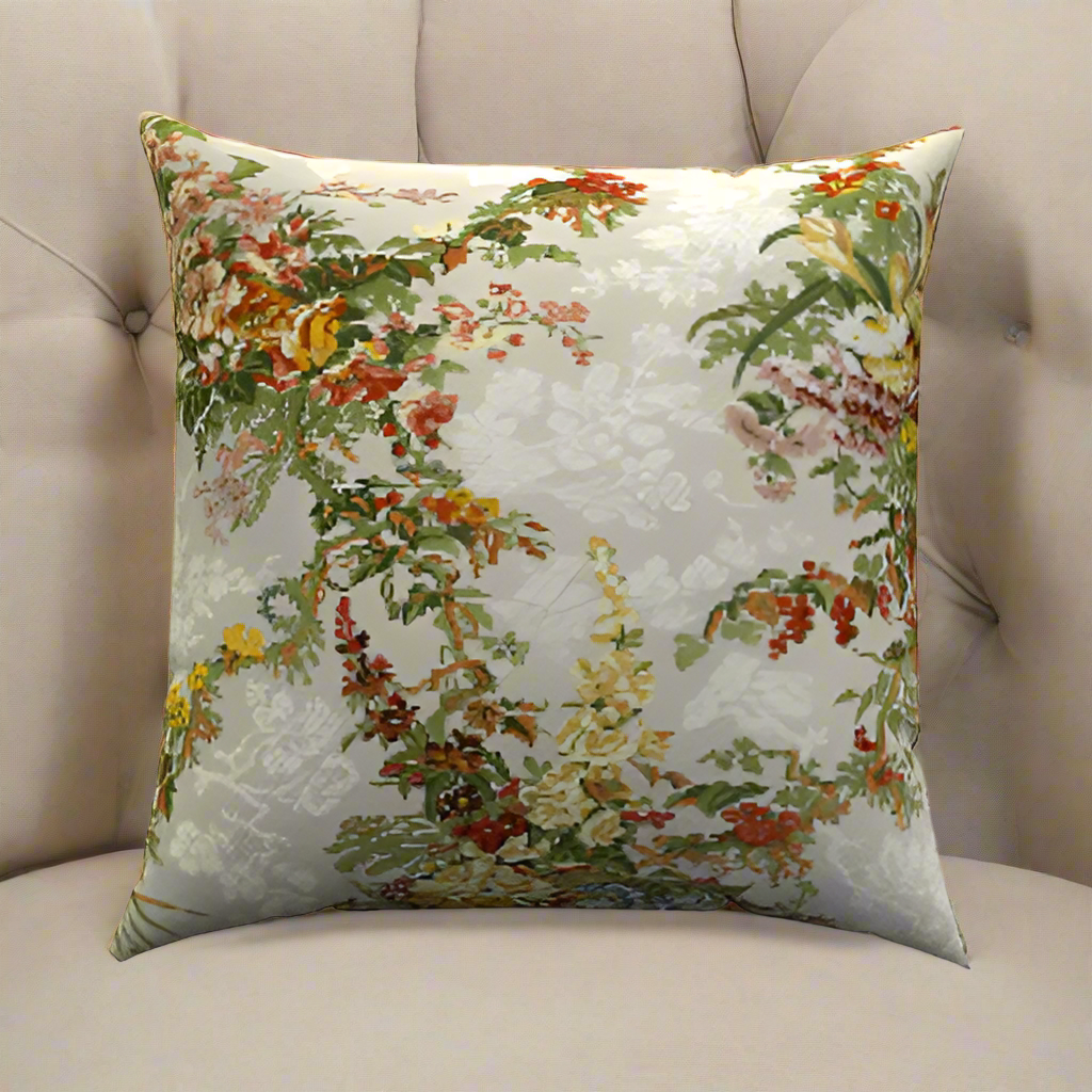Branches of Florals Cotton Throw Pillows featuring vibrant floral designs, perfect for enhancing your home decor.