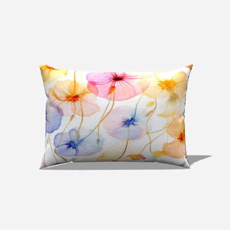 Water Florals Cotton Lumbar Pillow showcases elegant florals, perfect for stylish home decor and lower back support.