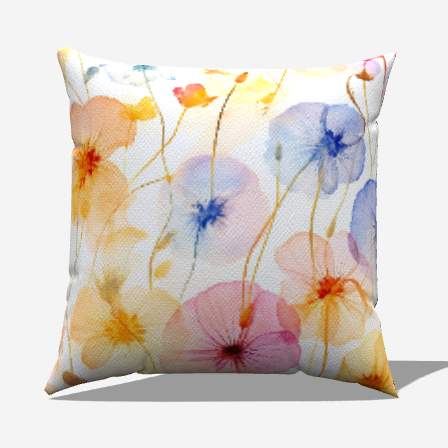 Water Florals Cotton Throw Pillows with delicate pastel floral design brings serene nature-inspired style to home decor.