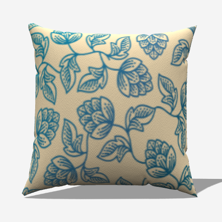 Blu Leaves Cotton Throw Pillows feature vibrant blue leaf patterns, perfect for a fresh, modern living space.