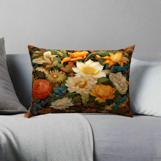 Cozy up with this floral print lumbar pillow, featuring vibrant blooms to enhance your living space.