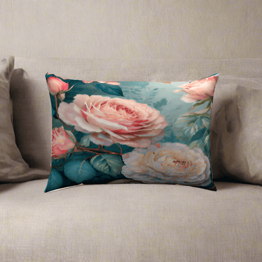 Bloomy Cotton Lumbar Pillow adds elegance and comfort, perfect for enhancing home decor and relieving back pain.