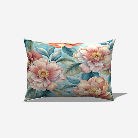 Watercolor Floral Cotton Lumbar Pillow showcases a stunning floral design, adding elegance and comfort to your space.