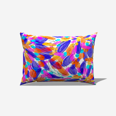 Petals Cotton Lumbar Pillow with vibrant orange, purple, and blue floral design adds cheer and comfort to any room.