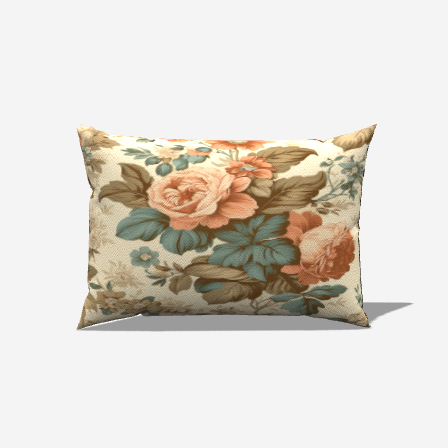 Botanic Cotton Lumbar Pillow featuring a charming floral design, perfect for adding comfort and style to your space.