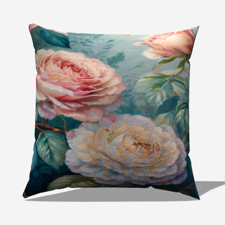 Bloomy Cotton Throw Pillows featuring a vibrant floral design, perfect for adding a touch of elegance to any space.