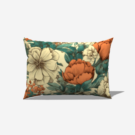 Botanical Cotton Lumbar Pillow with vibrant floral design, perfect for enhancing your home decor.