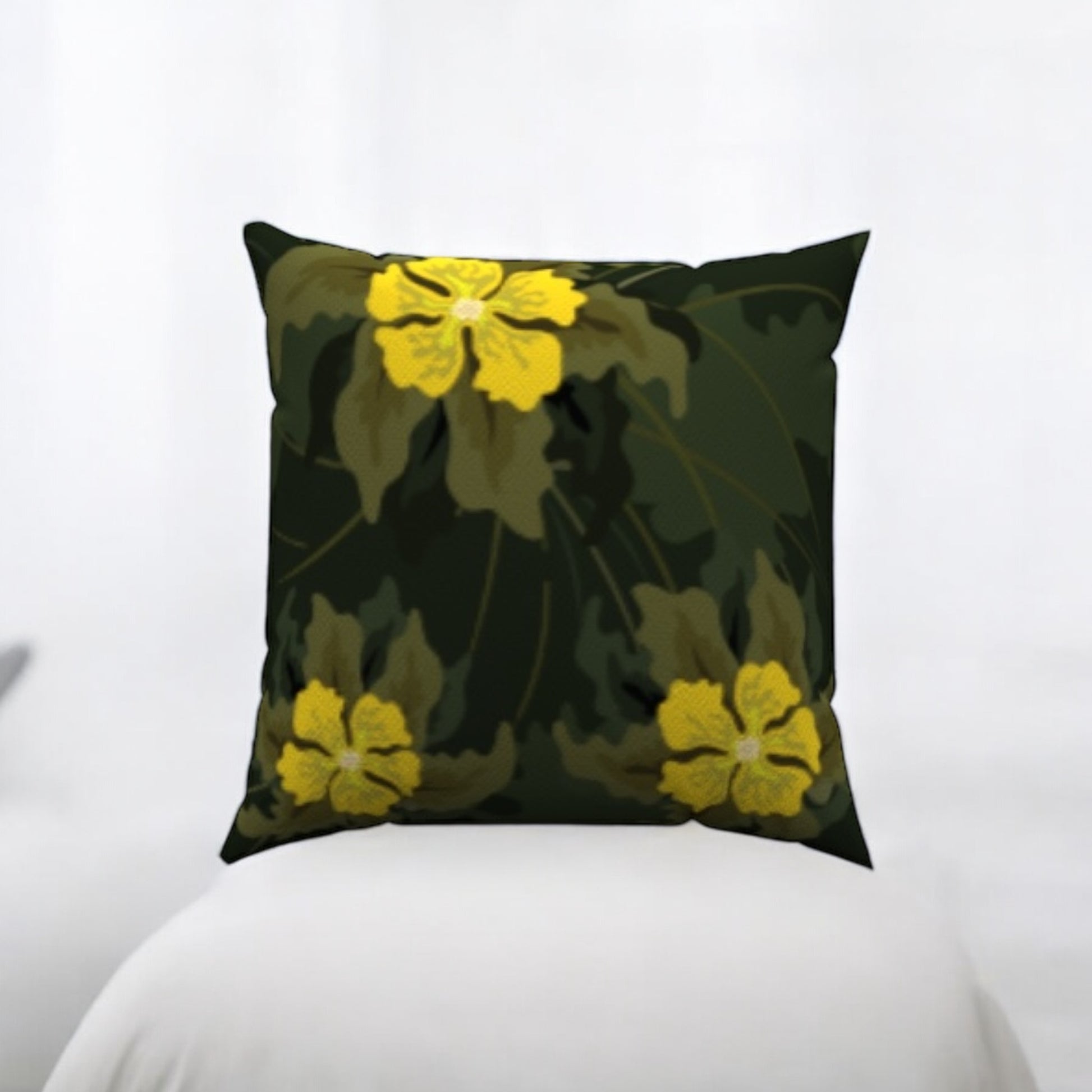 Yellow Leafy Throw Pillow 20" x 20"