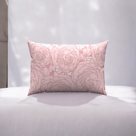 Rosy Pink Cotton Lumbar Pillow 20" x 14"