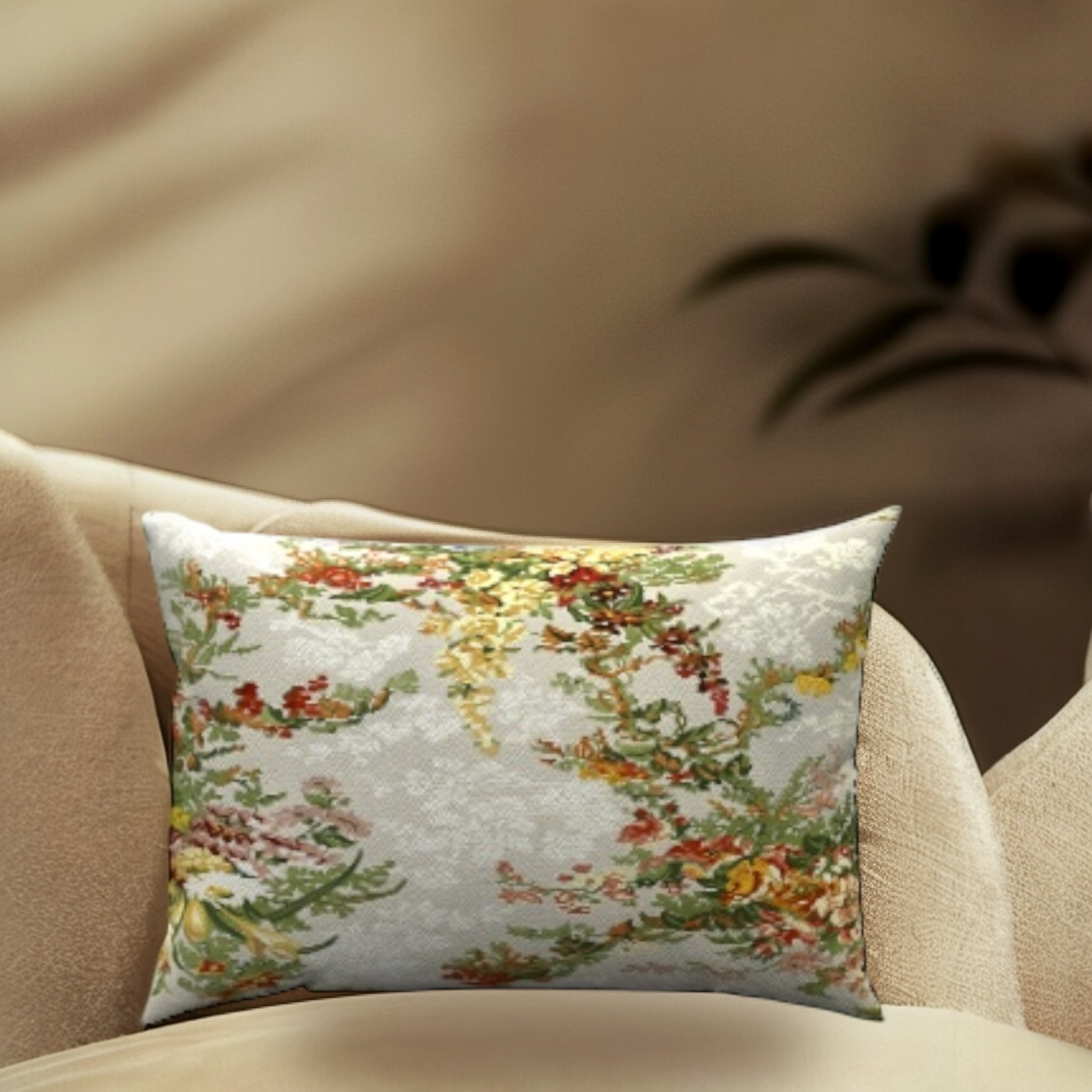 Botanical Cotton Lumbar Pillow 20" x 14"