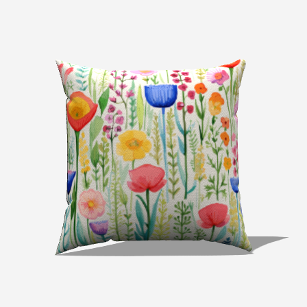 Wild Flowers Cotton Throw Pillow