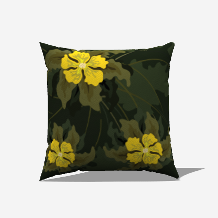 Yellow Leafy Throw Pillow