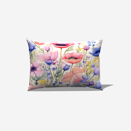 Wild Flowers Cotton Lumbar Pillow