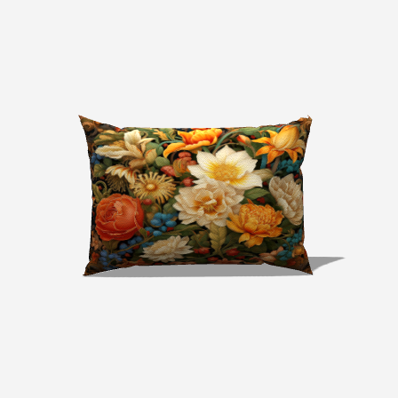 Antique Floral Cotton Lumbar Pillow