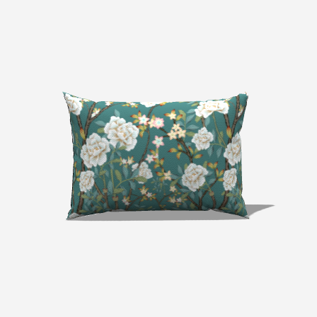 Aqua Petal Dream Lumbar Pillow showcases elegant white flowers against a rich teal background, enhancing any living space.