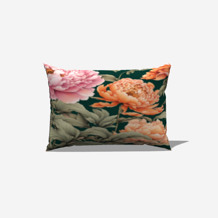 Peach and Pinkish Cotton Lumbar Pillow