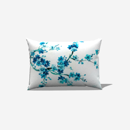 Teal Botanical Cotton Lumbar Pillow