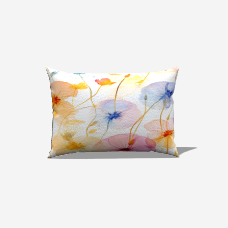 Water Florals Cotton Lumbar Pillow