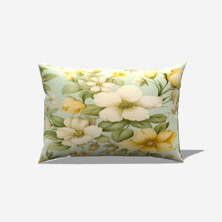 Minty Floral Cotton Lumbar Pillow