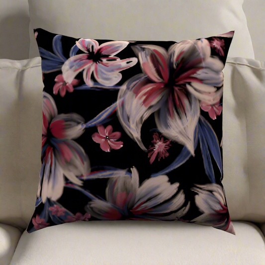 Henna Floral Cotton Throw Pillow