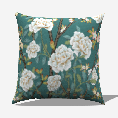 Aqua Petal Dream Throw Pillow featuring white flowers on a vibrant teal background, perfect for adding a pop of color to any space