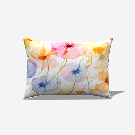 Water Florals Cotton Lumbar Pillow