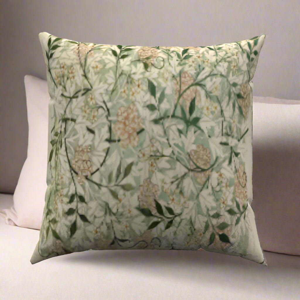 Botanical Mint Leaves Cotton Throw Pillow