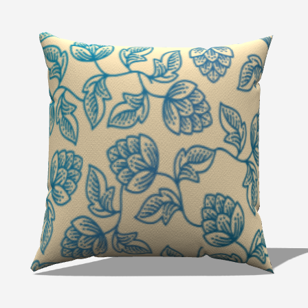 Blu Leaves Cotton Throw Pillow