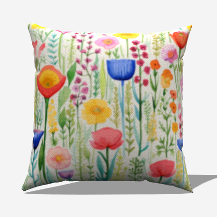 Wild Flowers Cotton Throw Pillow