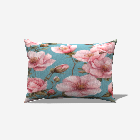 Pink Bouquet Cotton Lumbar Pillow