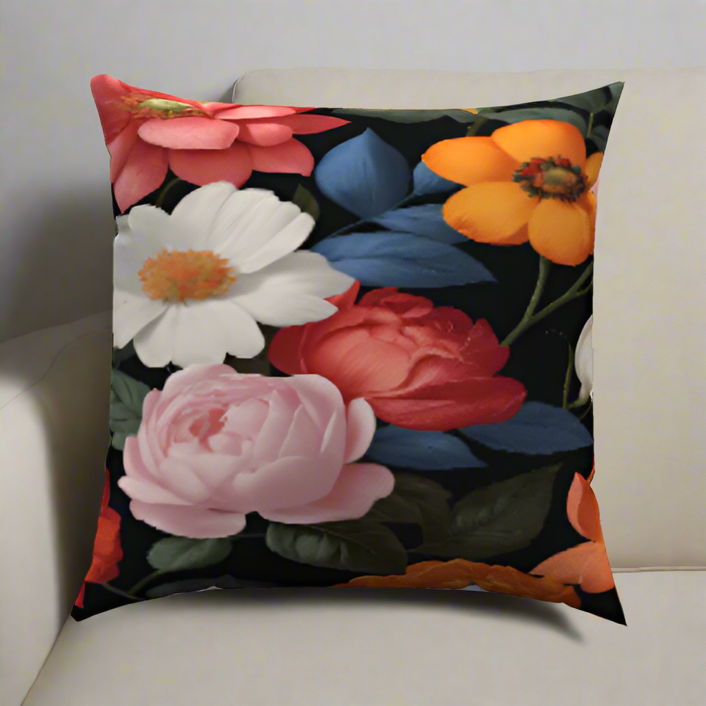 Blooms Cotton Throw Pillow