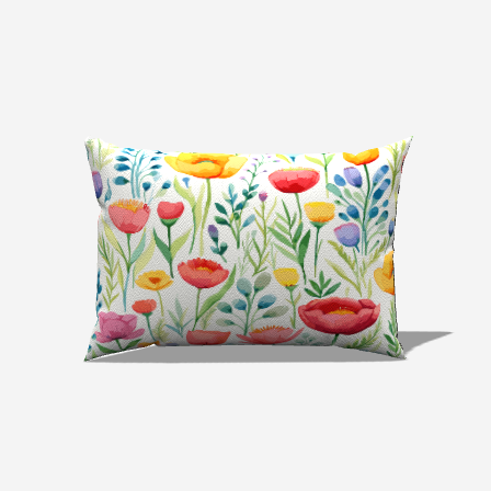 Wild Flowers Cotton Lumbar Pillow