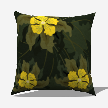 Yellow Leafy Throw Pillow