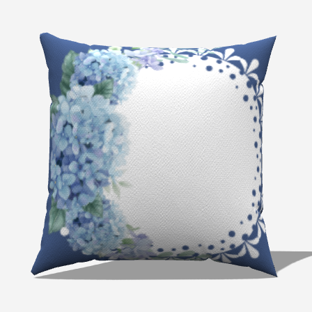 Baby Blue Floral Cotton Throw Pillow