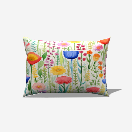 Wild Flowers Cotton Lumbar Pillow