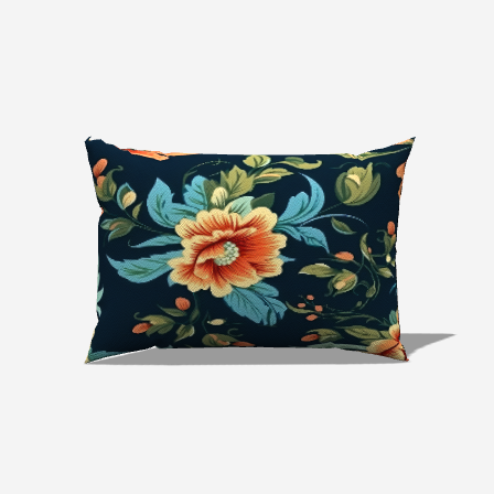 Orange Petals Cotton Lumbar Pillow