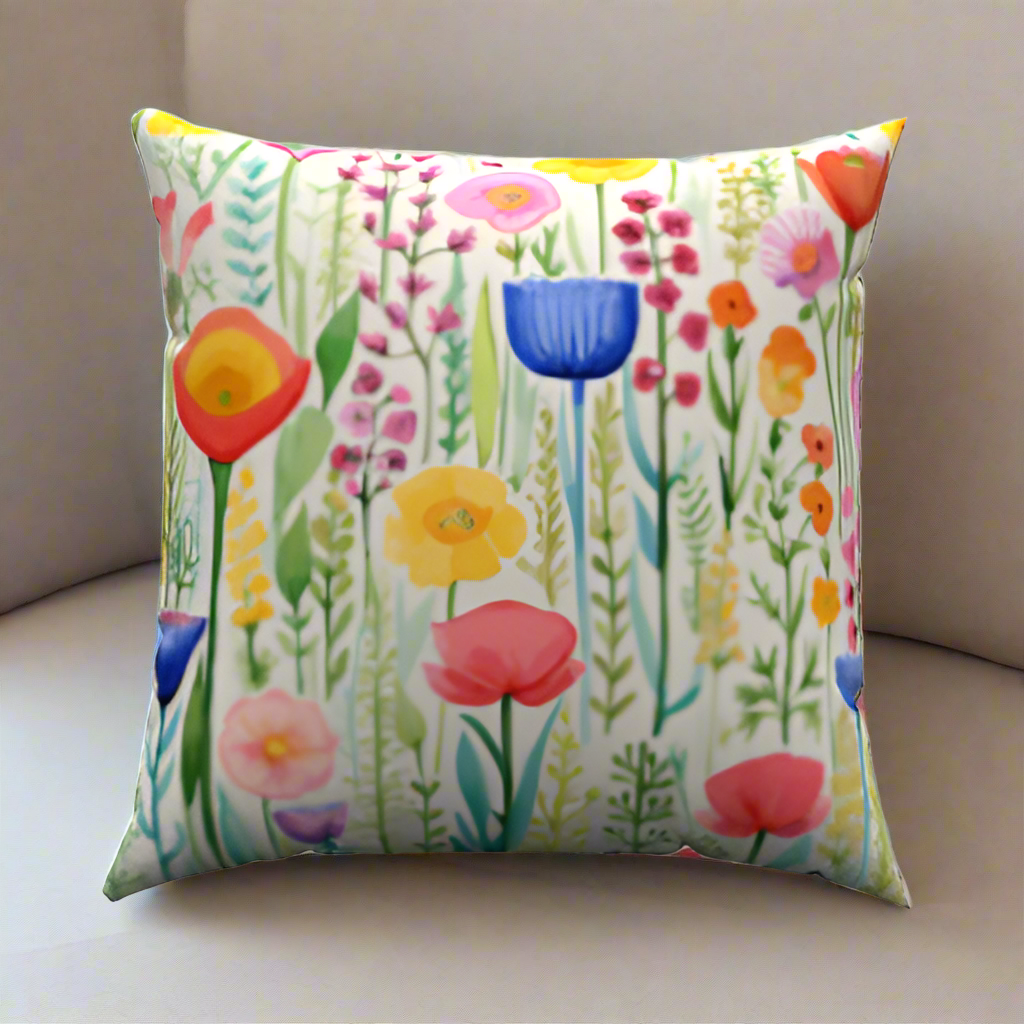 Wild Flowers Cotton Throw Pillow