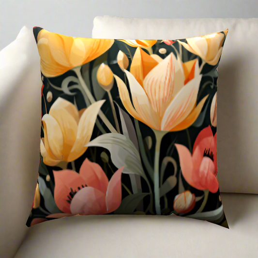 Blooming Cotton Throw Pillow