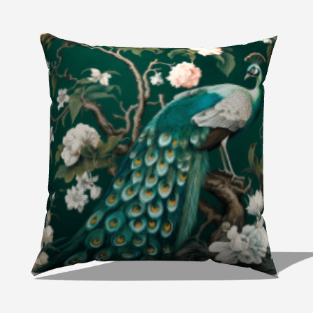 Floral Peacock Throw Pillow