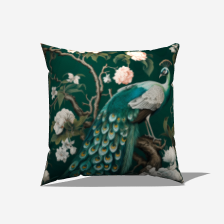 Floral Peacock Throw Pillow